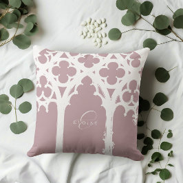 Cojín Decorativo Arcos góticos minimalistas elegantes clásicos rosa