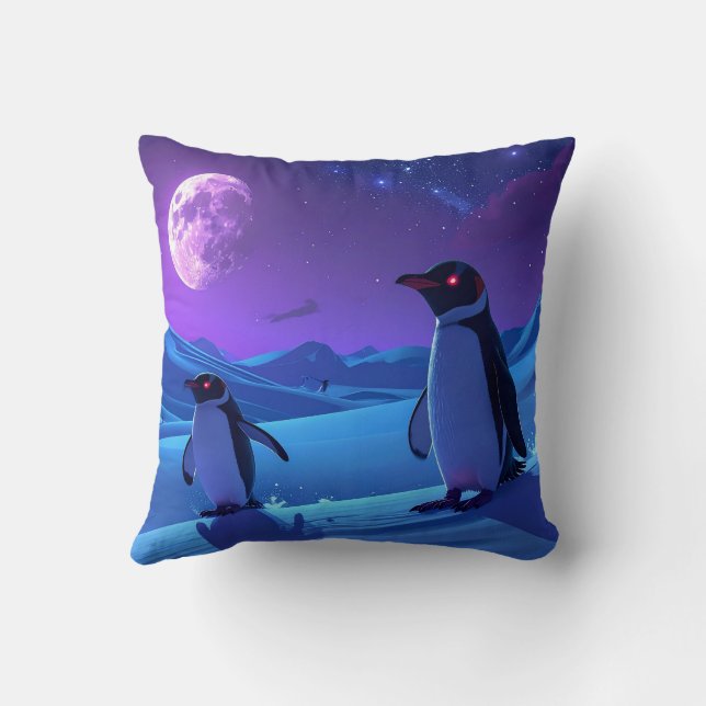 Cojín Decorativo Arctic Night Penguins (Reverso)