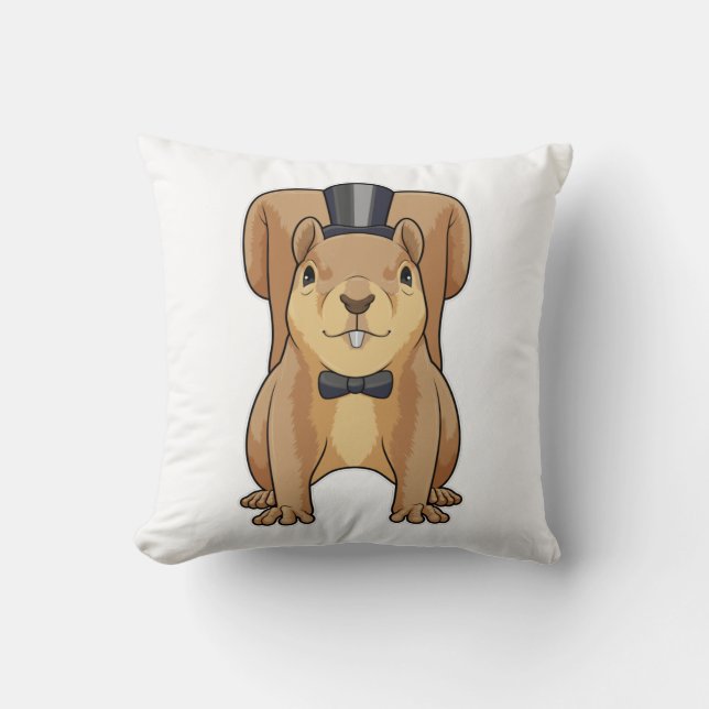 Cojín Decorativo ardilla como novio con traje (Anverso)