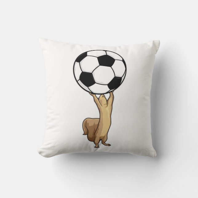 Cojín Decorativo ardilla con pelota de fútbol (Anverso)