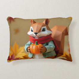 Cojín Decorativo ardilla de origen lúdica con calabaza | Fall Throw