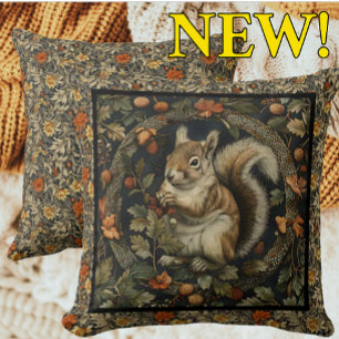Cojín Decorativo Ardilla de otoño de William Morris Hojas de otoño