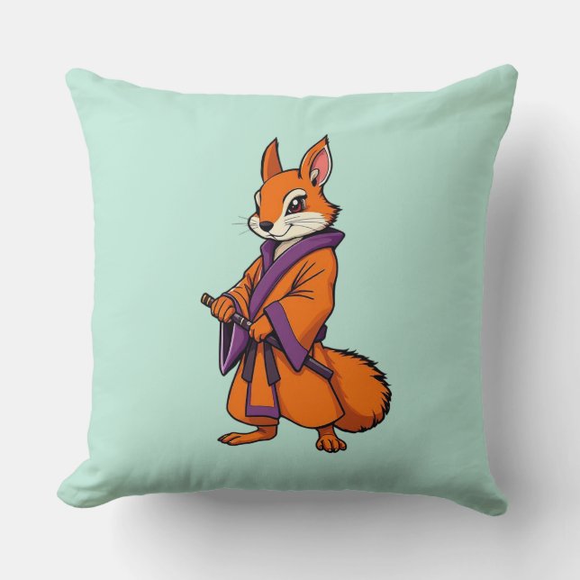 Cojín Decorativo Ardilla de Samurai japonesa (Anverso)