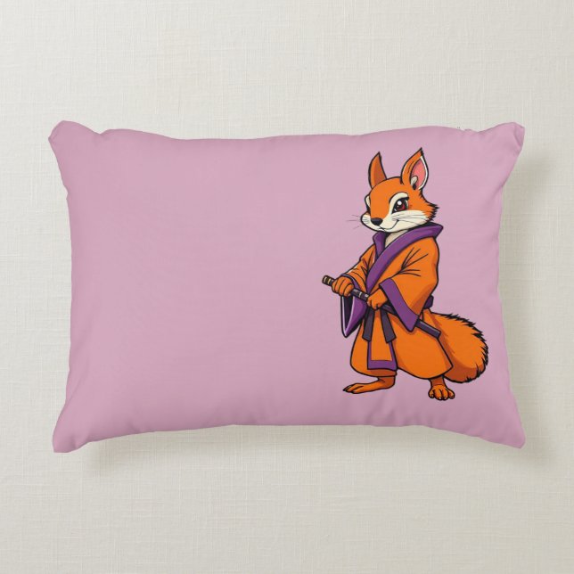 Cojín Decorativo Ardilla de Samurai japonesa (Anverso)