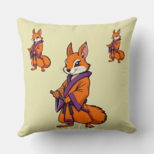 Cojín Decorativo Ardilla de Samurai japonesa