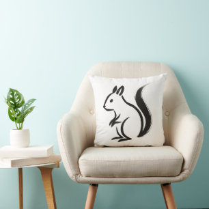 Cojín Decorativo Ardilla minimalista - Animal de pincel de tinta so