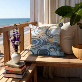 Cojín Decorativo Arena Beige Marrón Gris Verde azulado Círculos Azu