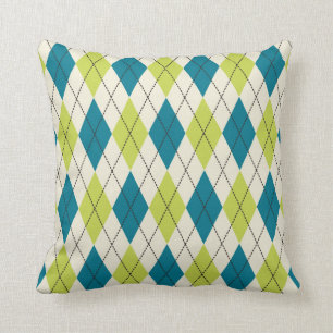 Cojín Decorativo Argyle azul y verde