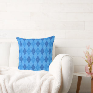 Cojín Decorativo Argyle Blue diamante con delgada línea de puntos
