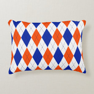 Cojín Decorativo Argyle naranja y Diamante Azul
