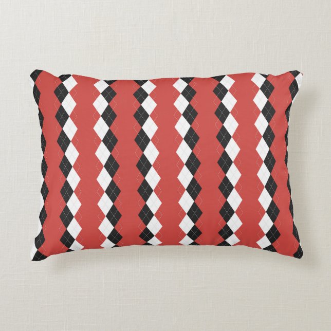 Cojín Decorativo Argyle plaid. Scottish pattern in white,  black an (Anverso)