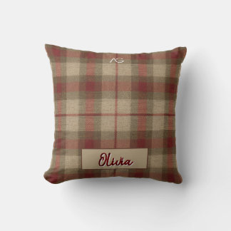 Cojín Decorativo Aria Grace Olive & Wheat Patrón de Cuadro Rústico