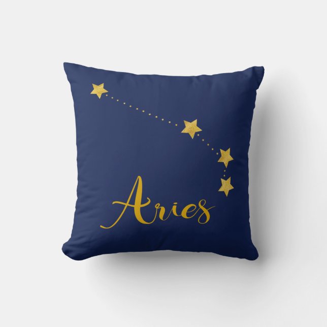 Cojín Decorativo Aries Astrología con Constelación de Estrellas (Anverso)