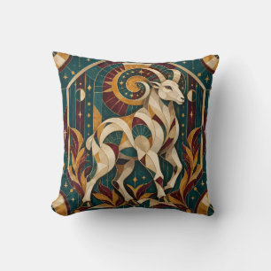 Cojín Decorativo Aries Azul Teñido Burgundy Mosaico Geométrico