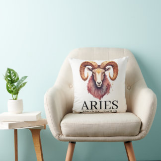 Cojín Decorativo Aries Carnero Acuarela | Zodiaco Celeste Astrologí