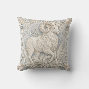 Cojín Decorativo Aries Marfil Azul Estilo Relieve Porcelana