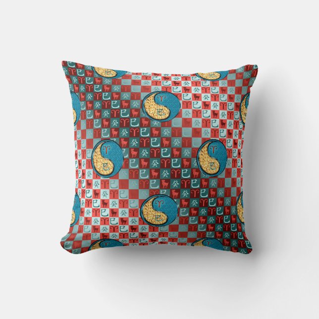 Cojín Decorativo Aries y Serpiente de Agua (Anverso)