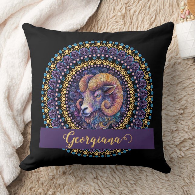 Cojín Decorativo Aries Zodiac Dot Mandala (Manta)