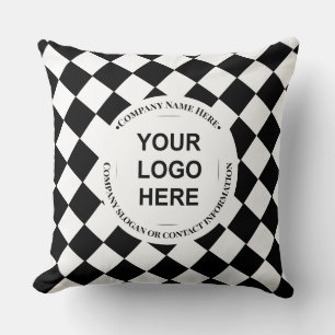 Cojín Decorativo Arlequín blanco y negro de la Edad Media con logot