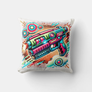 Cojín Decorativo Arma de Rayos Art Pop Retro Colorido Ciencia Fic