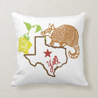 Cojín Decorativo Armadillo de Texas y rosa amarilla