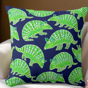 Cojín Decorativo Armadillos Elegantes Azul Marino Verde 