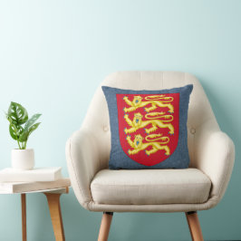 Cojín Decorativo Armas Reales de Inglaterra sobre Denim Azul Faux L