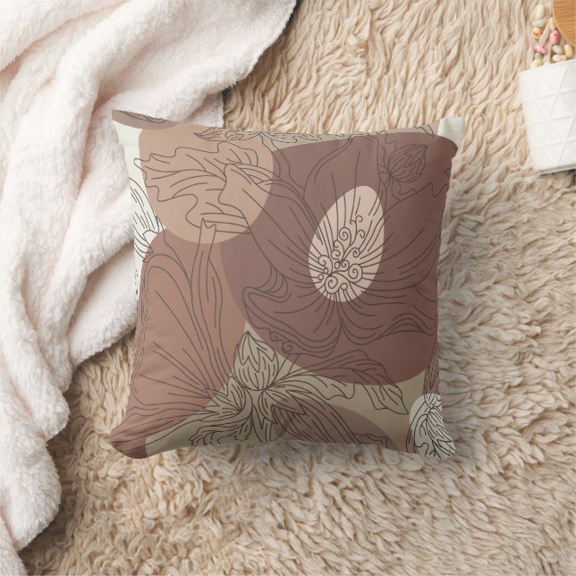 Cojín Decorativo Armonía botánica de Mocha Hibiscus (Manta)