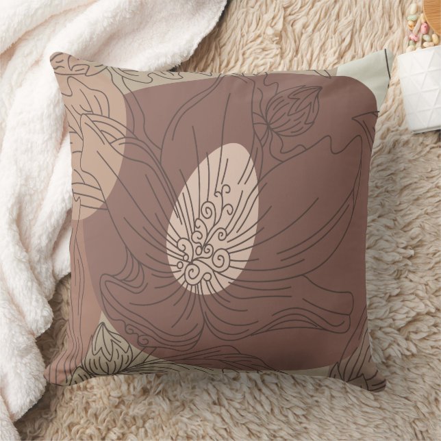 Cojín Decorativo Armonía botánica de Mocha Hibiscus (Manta)