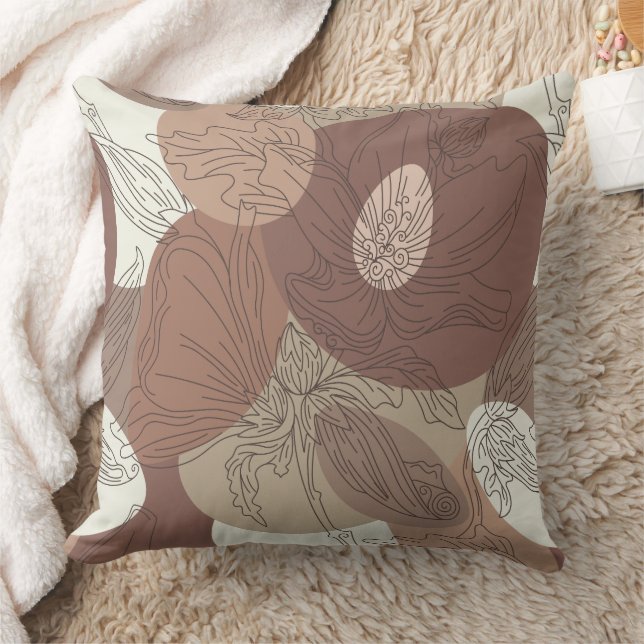 Cojín Decorativo Armonía botánica de Mocha Hibiscus (Manta)