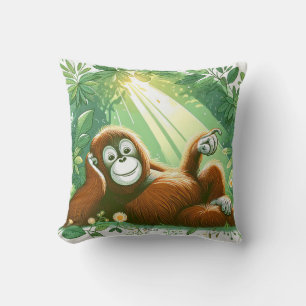 Cojín Decorativo Armonía de la jungla: inspirada en el orangután