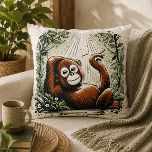 Cojín Decorativo Armonía de la Selva: Inspirado en Orangutanes