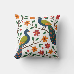 Cojín Decorativo Armonía de Pavo Real Floral
