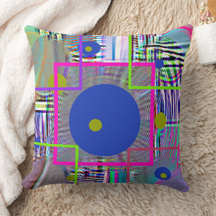 Cojín Decorativo Armonía Geometría — Acuarela vibrante de arte popu