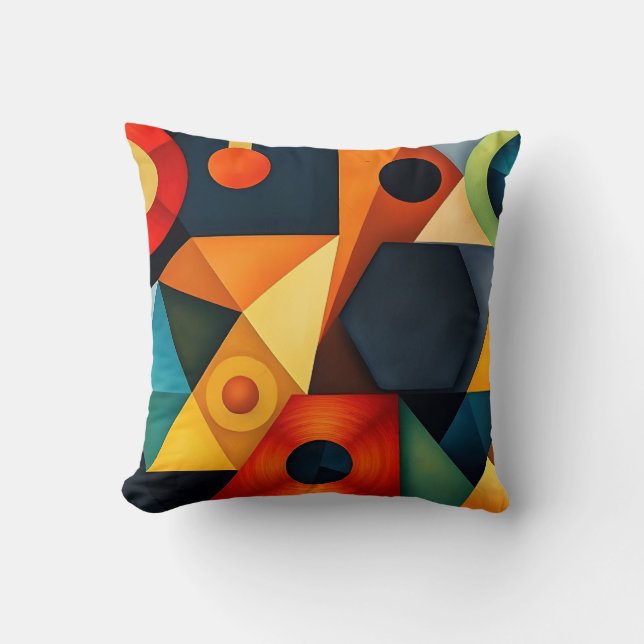 Cojín Decorativo Armonía geométrica vibrante (Anverso)
