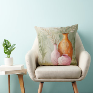 Cojín Decorativo Armonía minimalista   Vasos de acuarela
