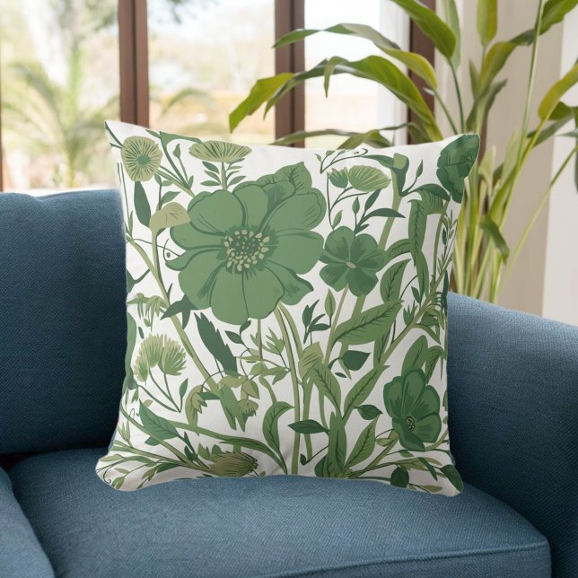 Cojín Decorativo Armonía verde: Elegante acuerdo floral verde (Subido por el creador)