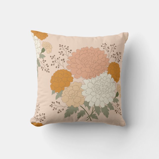 Cojín Decorativo Armonía y Naranja florecientes (Anverso)