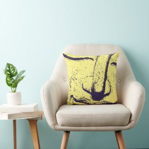 Cojín Decorativo Armonía Zen del Rostro de Buda Budismo Amarillo