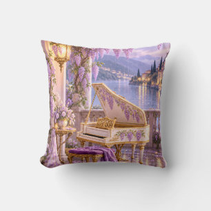 Cojín Decorativo Armonio de glicinias Lago al Anochecer