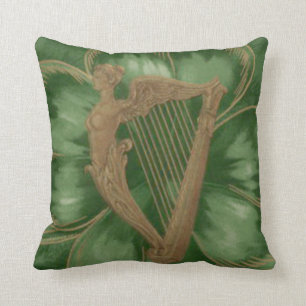Cojín Decorativo Arpa de Erin Trébol de Cuatro Hojas Verde