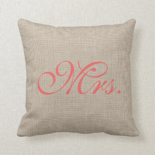 Cojín Decorativo Arpillera y señora coralina Pillow