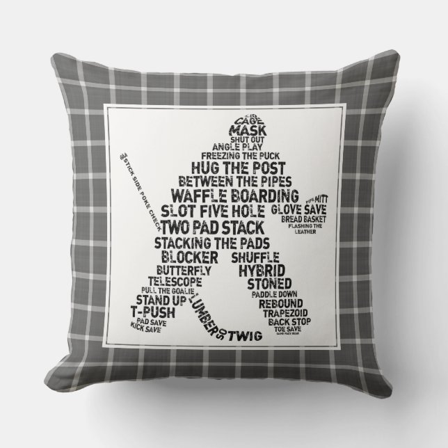 Cojín Decorativo Arquero de hockey Netminder Word Art (Anverso)