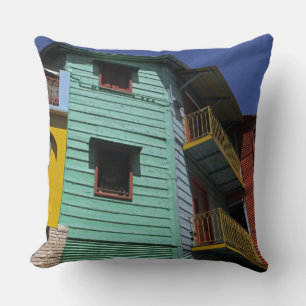 Cojín Decorativo Arquitectura colorida del barrio de La Boca