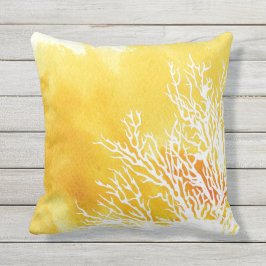 Cojín Decorativo Arrecife de coral amarillo acuático verano playa d