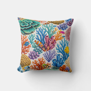 Cojín Decorativo Arrecife de Coral Colorido Peces Tropicales