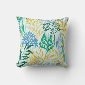 Cojín Decorativo Arrecife de Coral, Patrón Algae Seamless.