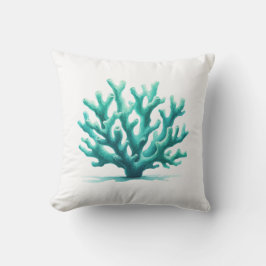 Cojín Decorativo Arrecife de coral teal playa náutica costera vida 