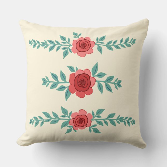 Cojín Decorativo Arreglo de Rosa de fronteras (Anverso)