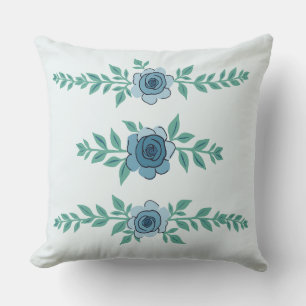 Cojín Decorativo Arreglo de Rosas de la frontera azul